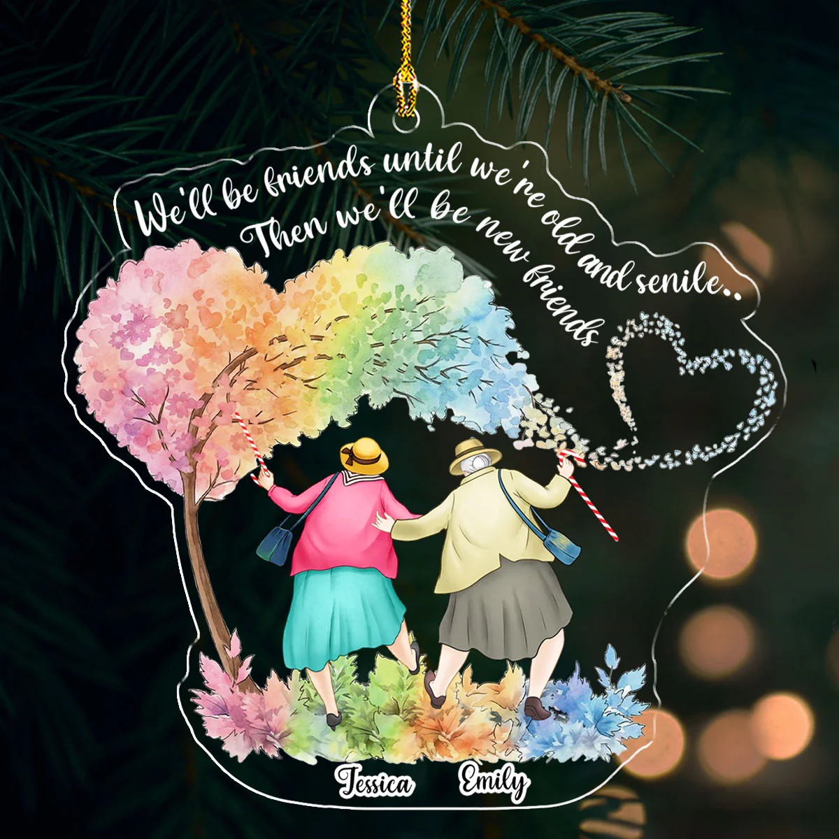 Besties Today Besties Tomorrow - Personalized Custom Acrylic Ornament - Image 2