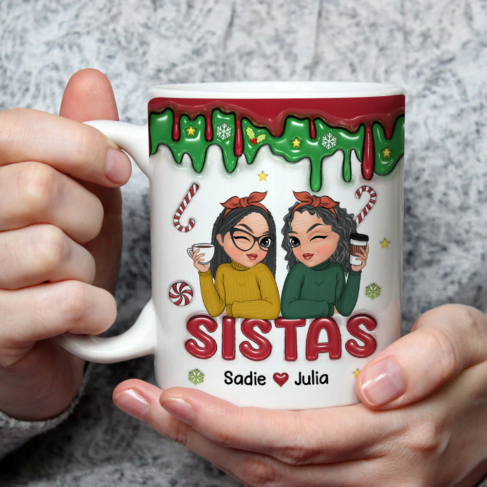 Besties Together Christmas 2024 - Personalized Custom 3D Inflated Coffee Mug - Image 2