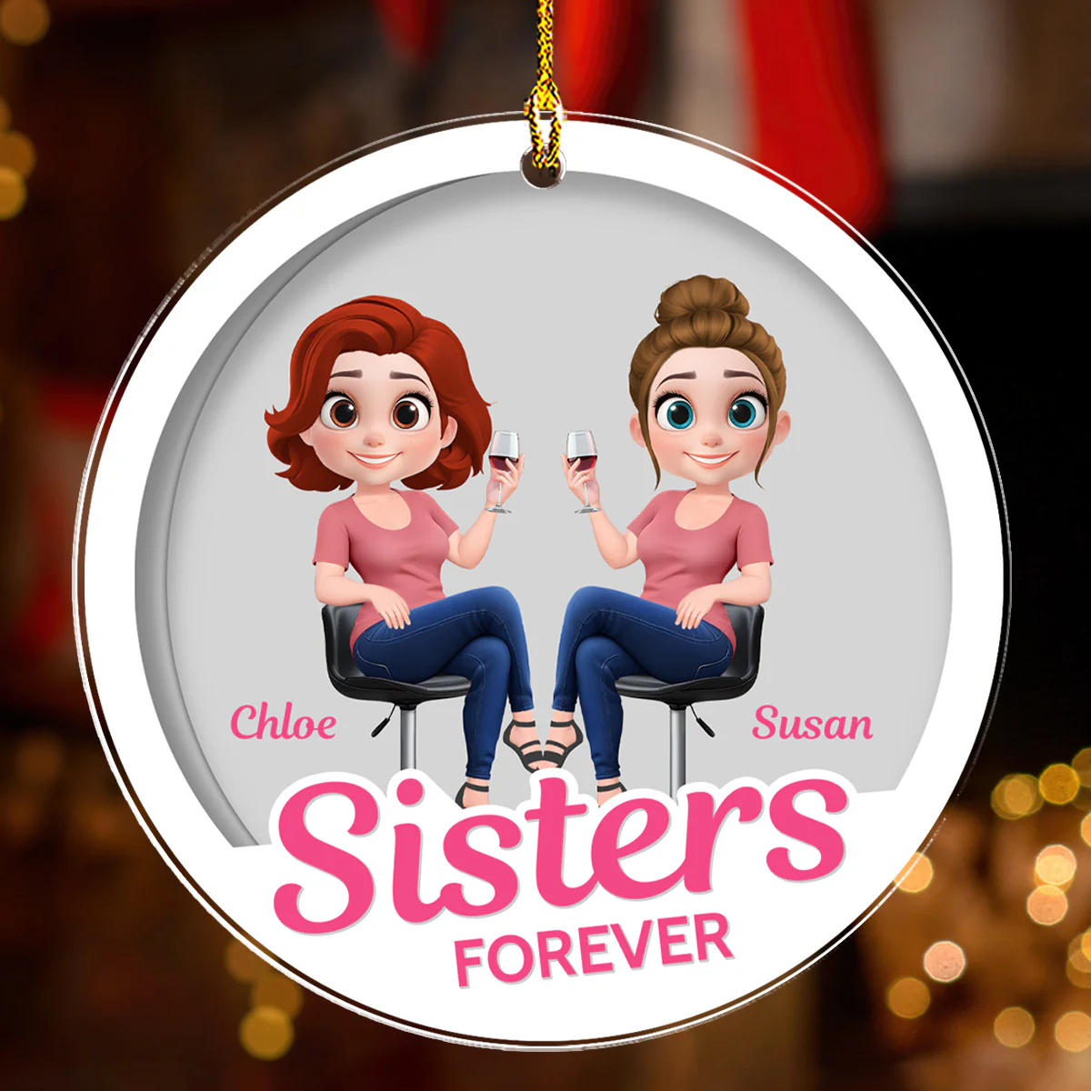 Besties Together Figure - Personalized Custom Acrylic Ornament - Image 4