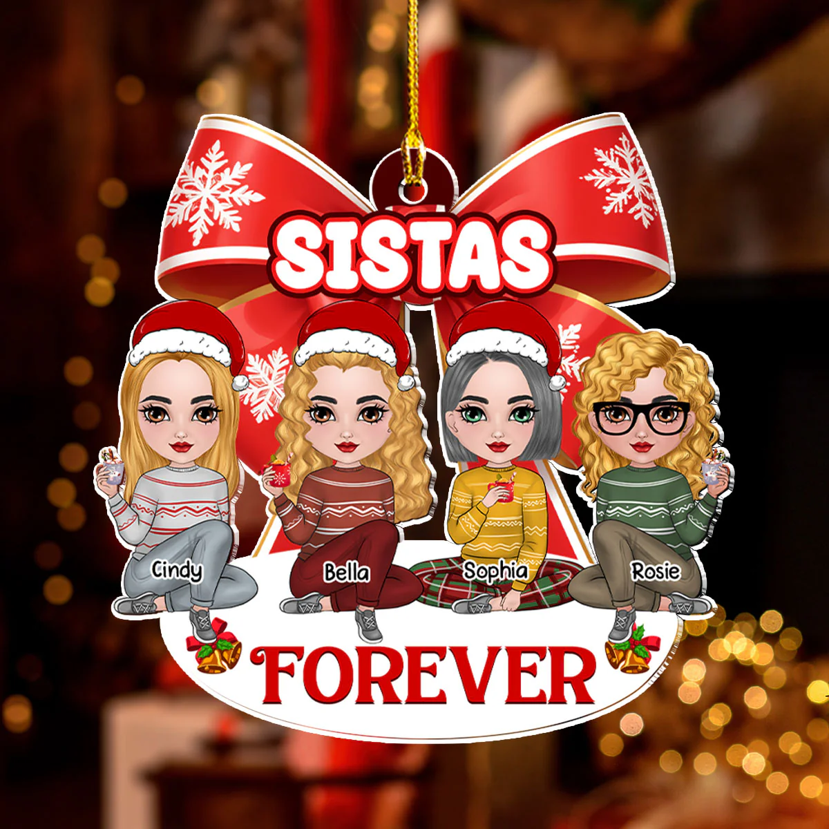 Besties Together - Personalized Custom Acrylic Ornament - Image 2