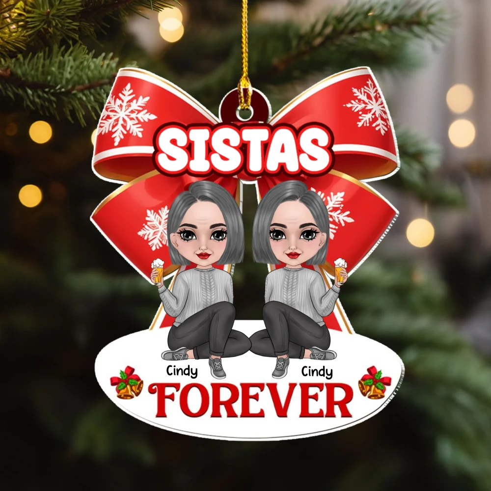 Besties Together - Personalized Custom Acrylic Ornament - Image 5