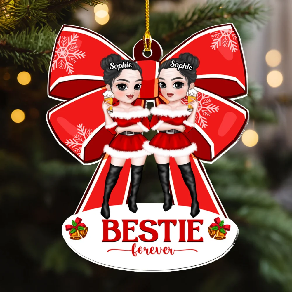 Besties With Bowtie - Personalized Custom Acrylic Ornament - Image 5