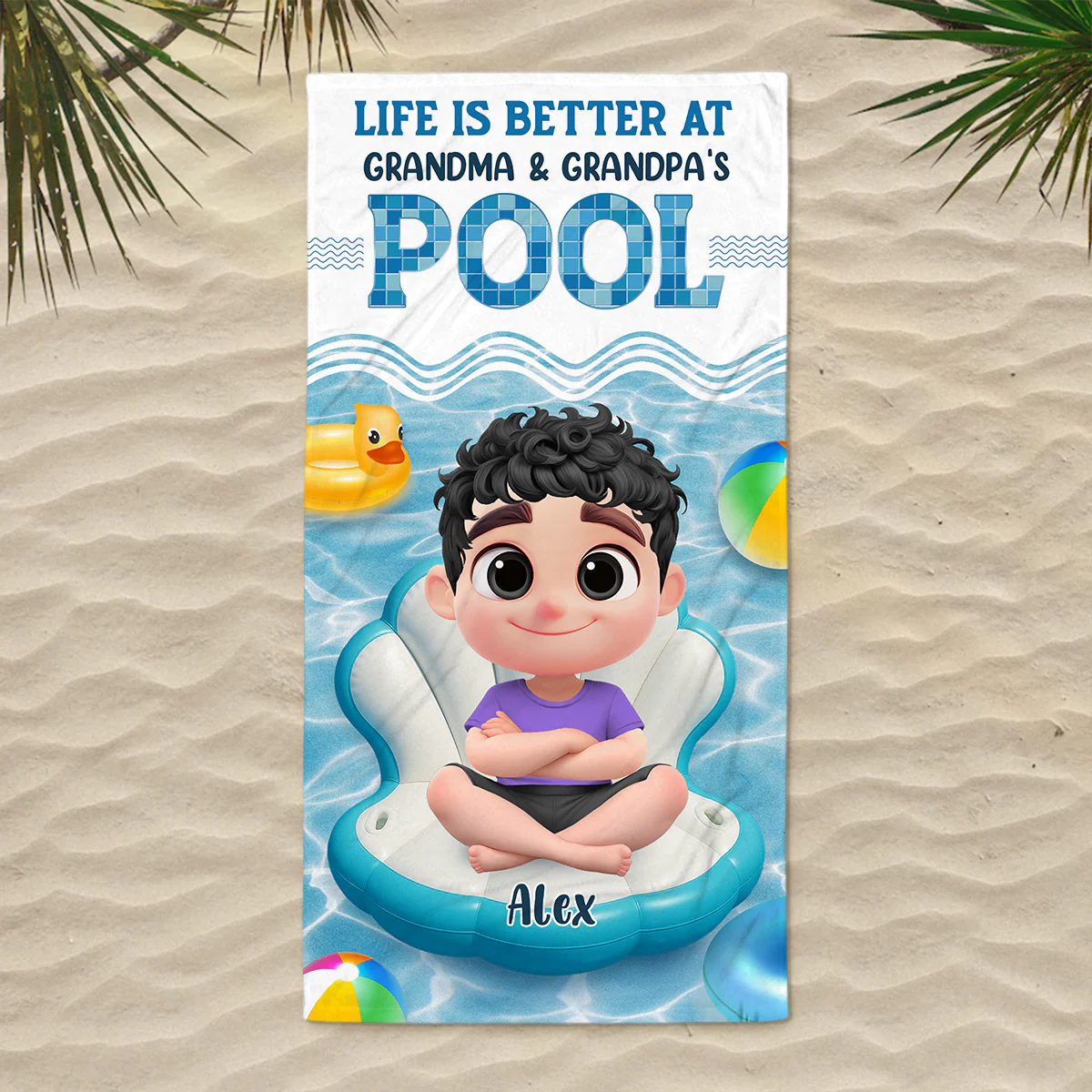 Better At Grandma Pool - Personalized Custom Beach Towel - Image 2