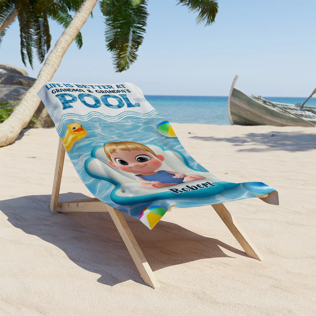 Better At Grandma Pool - Personalized Custom Beach Towel - Image 3