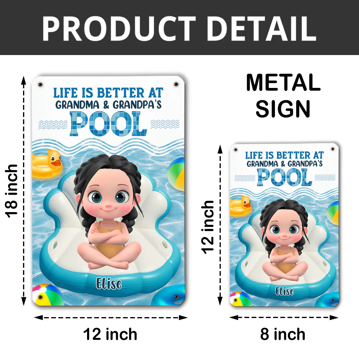 Better At Grandma Pool - Personalized Custom Metal Sign - Image 6