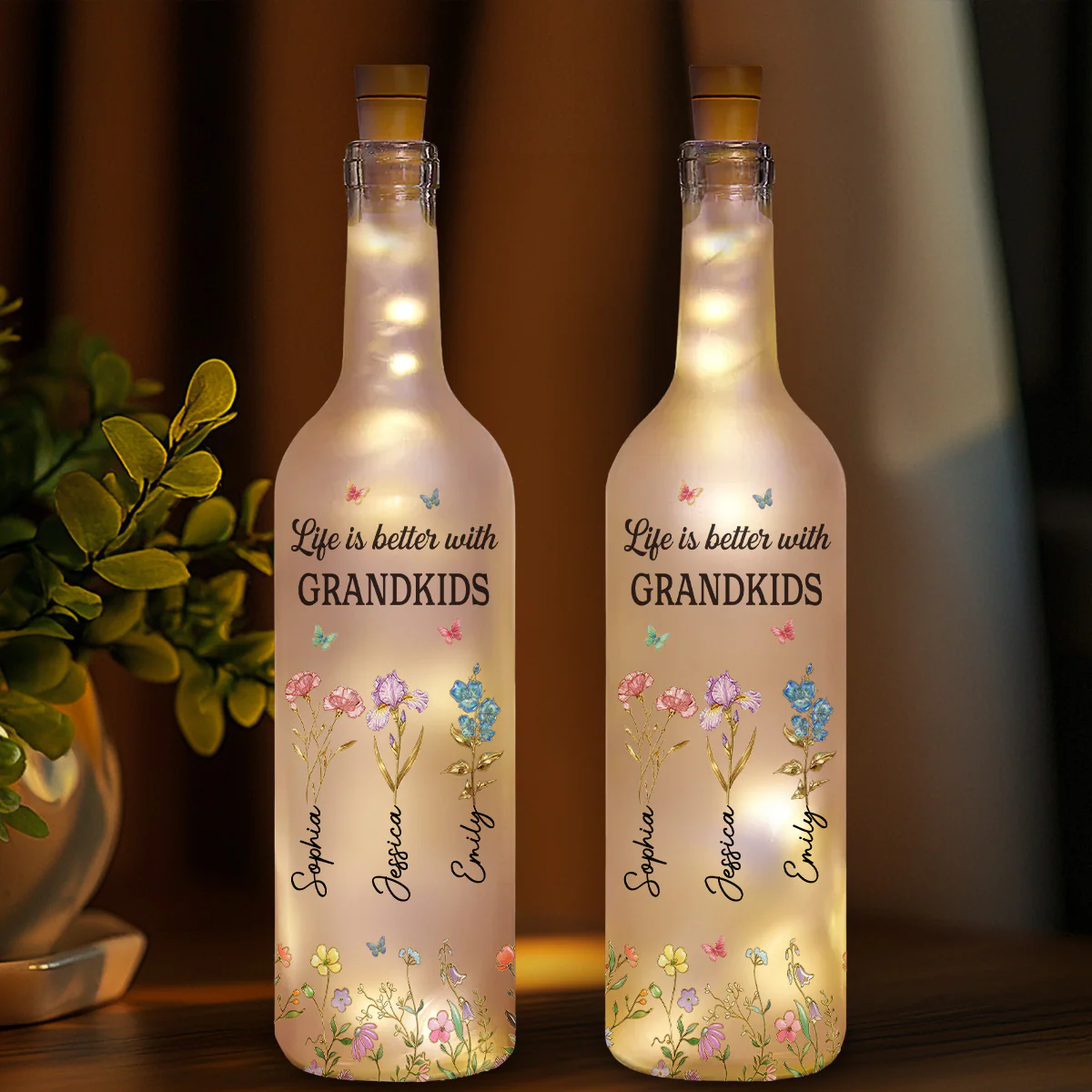 Better Life With Grandkinds - Personalized Custom Bottle Lamp