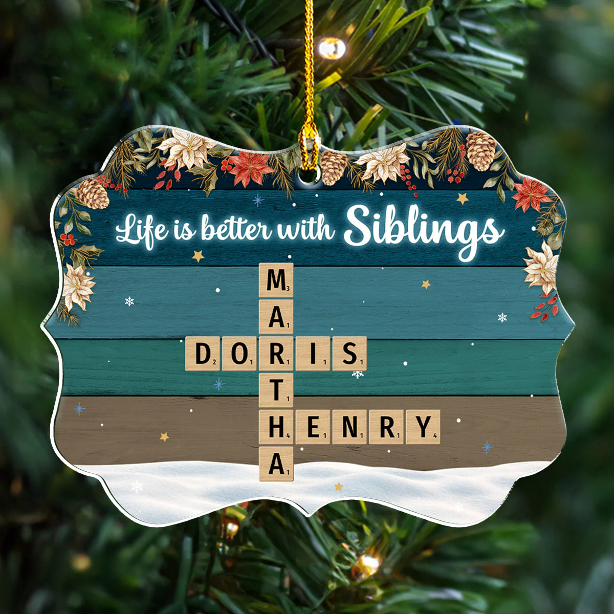 Better With Siblings - Personalized Custom Acrylic Ornament - Image 2