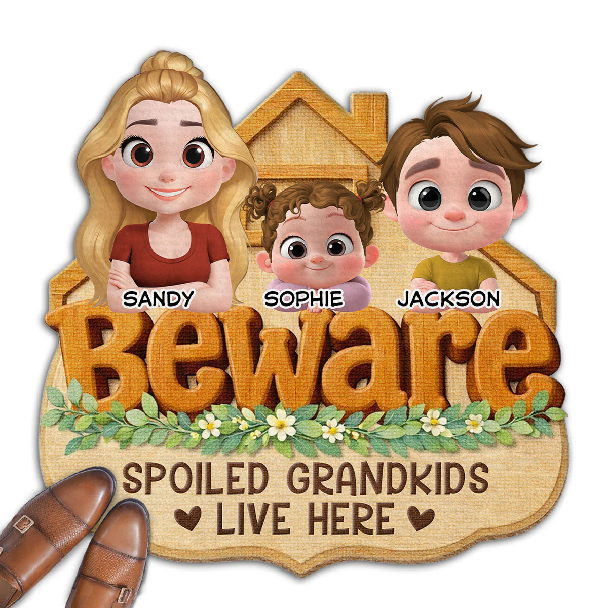 Beware My Spoiled Grandkids - Personalized Custom Doormat