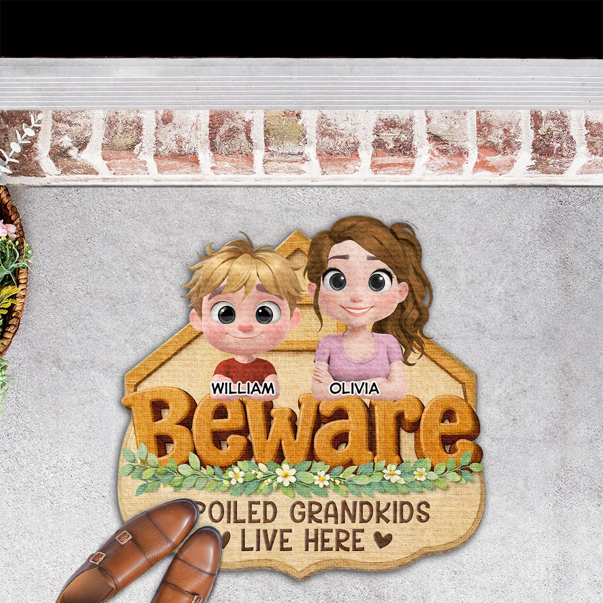 Beware My Spoiled Grandkids - Personalized Custom Doormat - Image 2