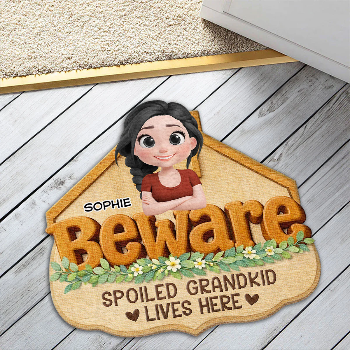 Beware My Spoiled Grandkids - Personalized Custom Doormat - Image 5