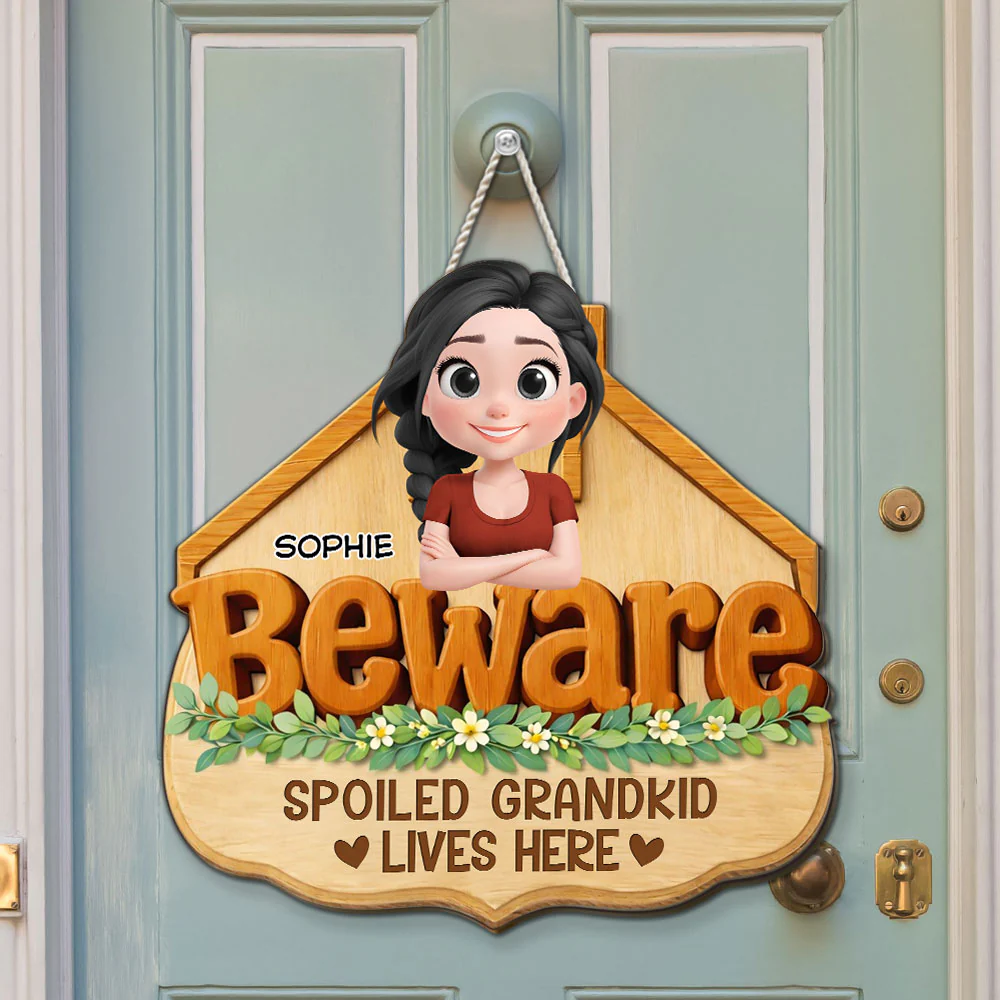Beware My Spoiled Grandkids - Personalized Custom Wood Sign - Image 2