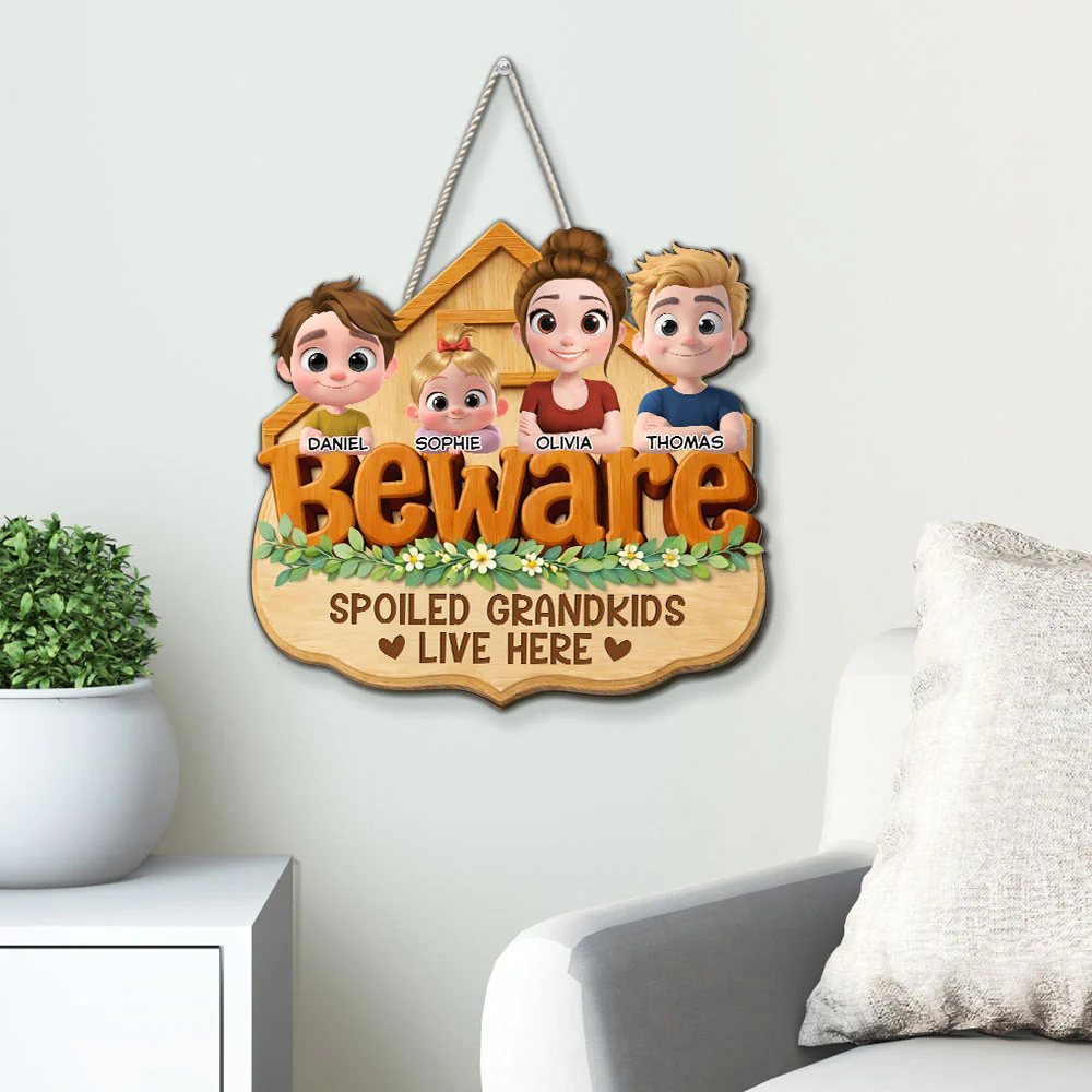 Beware My Spoiled Grandkids - Personalized Custom Wood Sign - Image 3