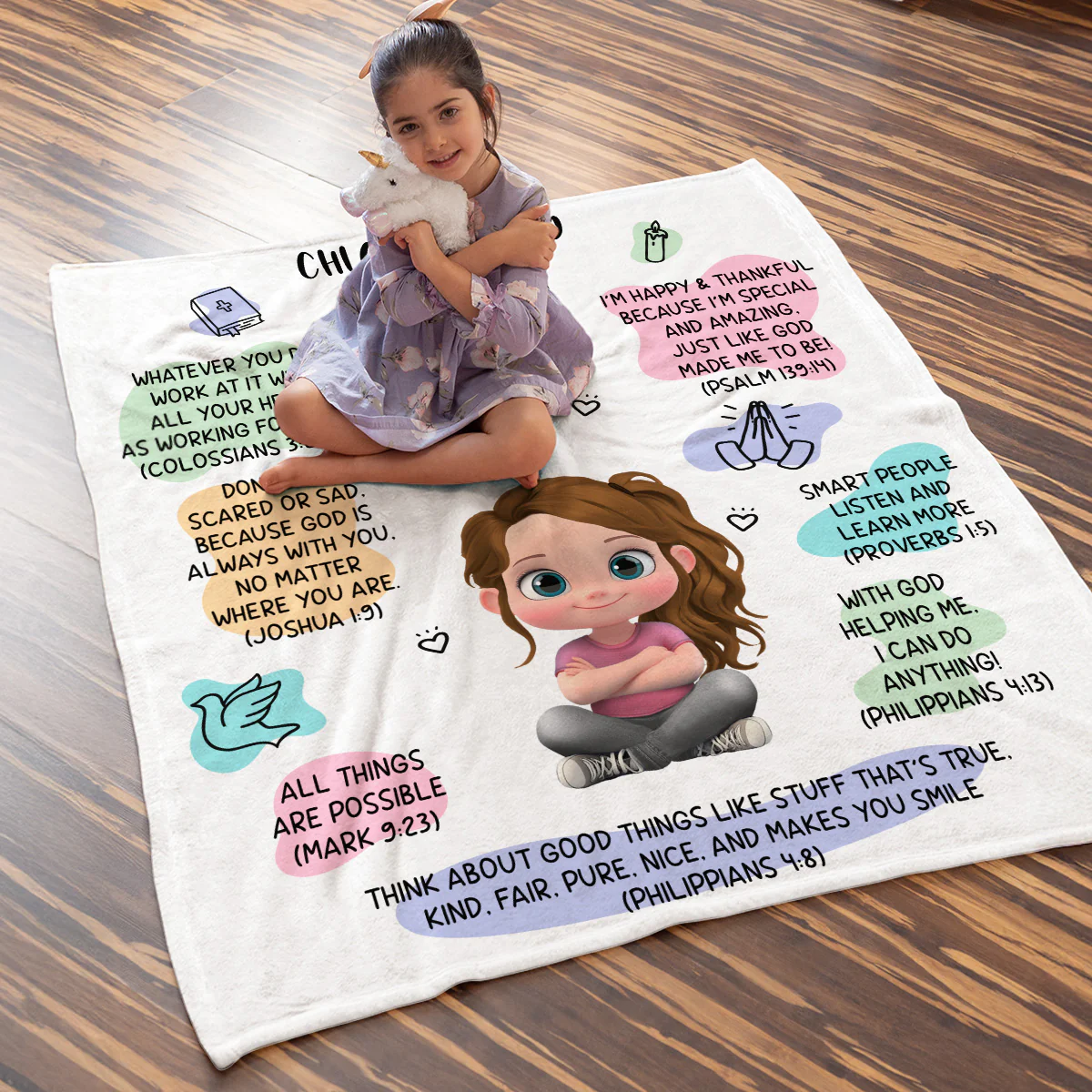 Bible Affirmations - Personalized Custom Fleece Blanket - Image 3