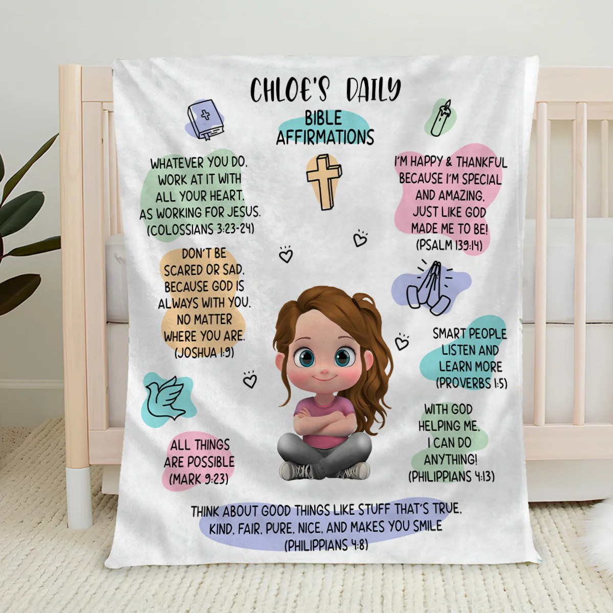 Bible Affirmations - Personalized Custom Fleece Blanket - Image 4