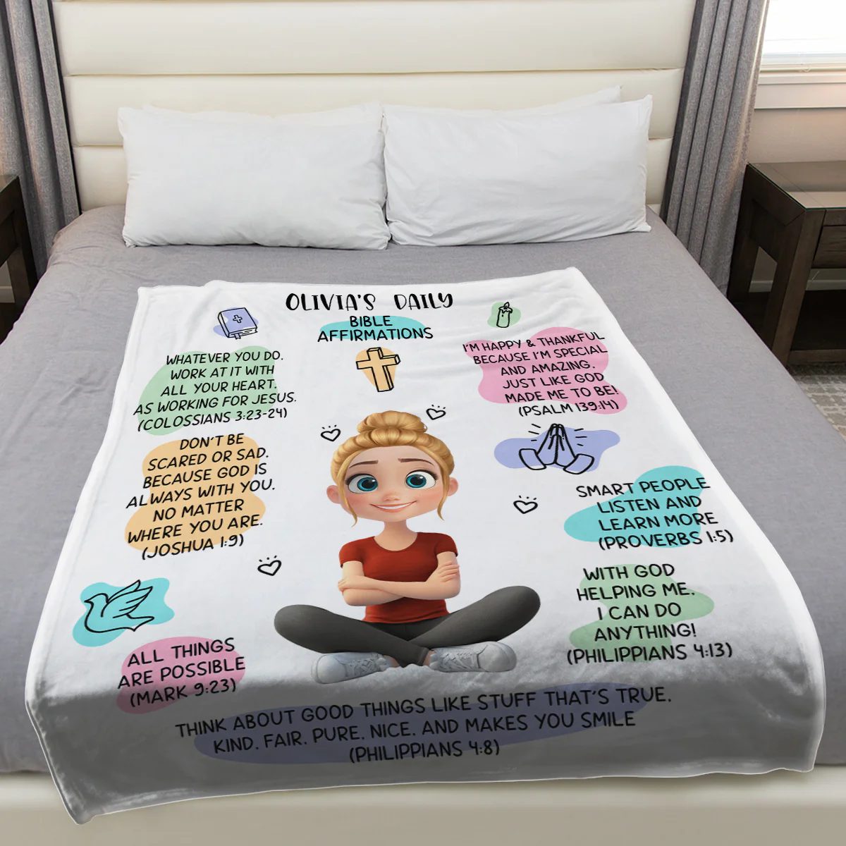 Bible Affirmations - Personalized Custom Fleece Blanket - Image 5
