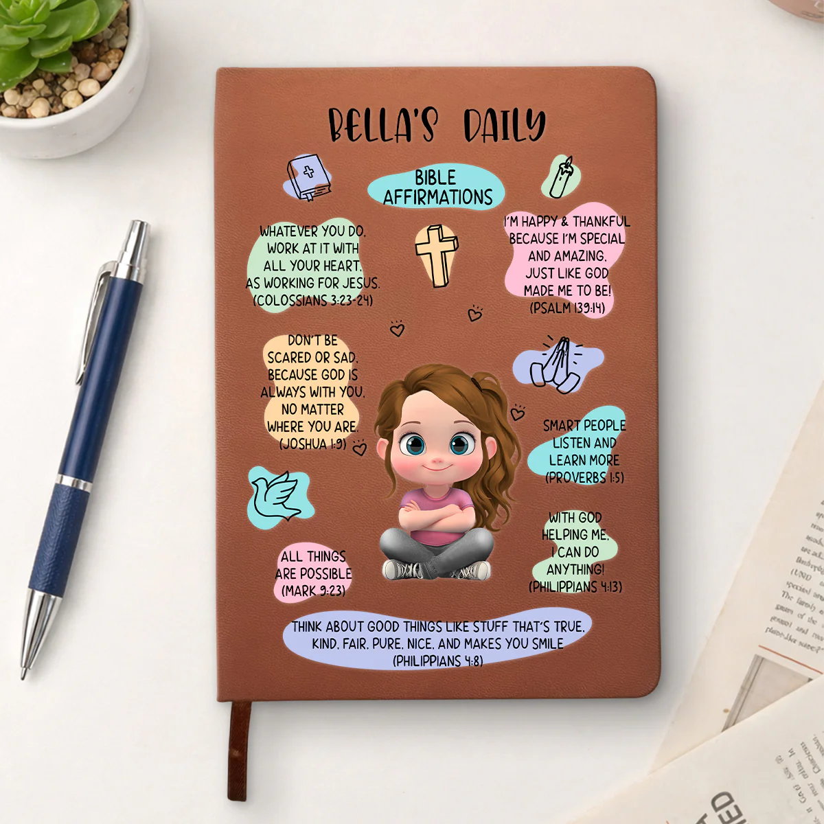 Bible Affirmations - Personalized Custom Leather Journal - Image 2