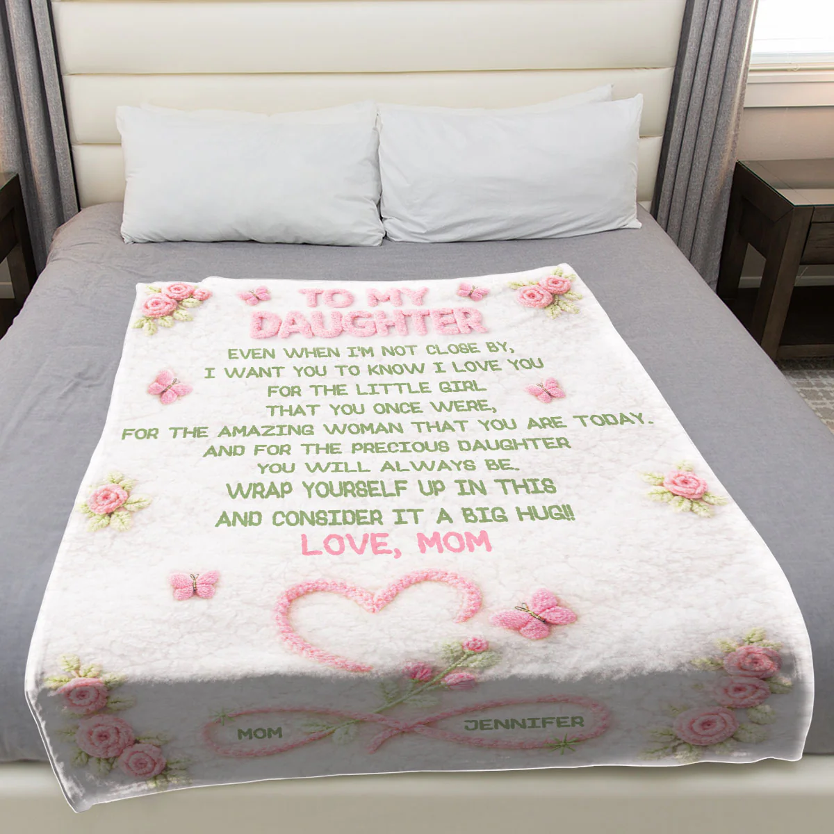 Big Hug For My Daughter - Personalized Custom Fleece Blanket - Image 4