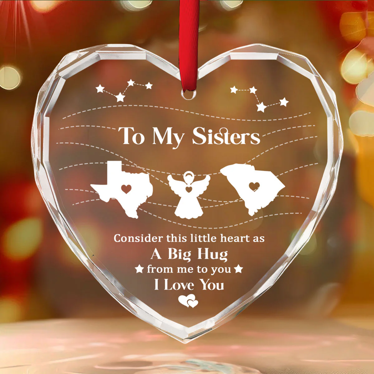 Big Hug To My Sisters - Personalized Custom Glass Ornament - Image 2