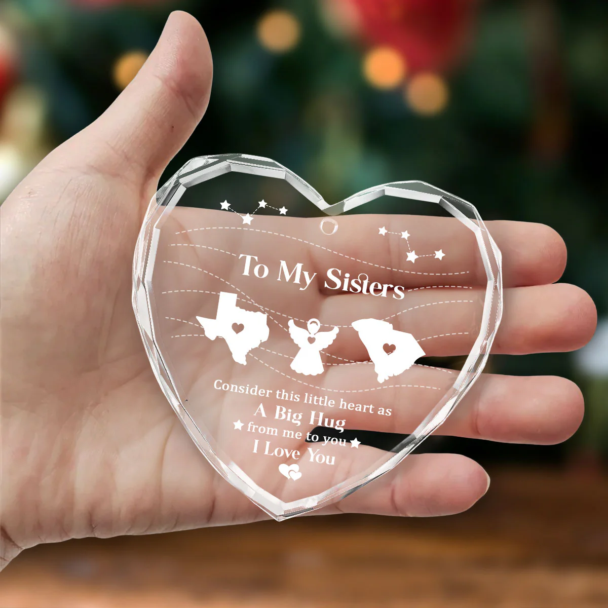 Big Hug To My Sisters - Personalized Custom Glass Ornament - Image 3