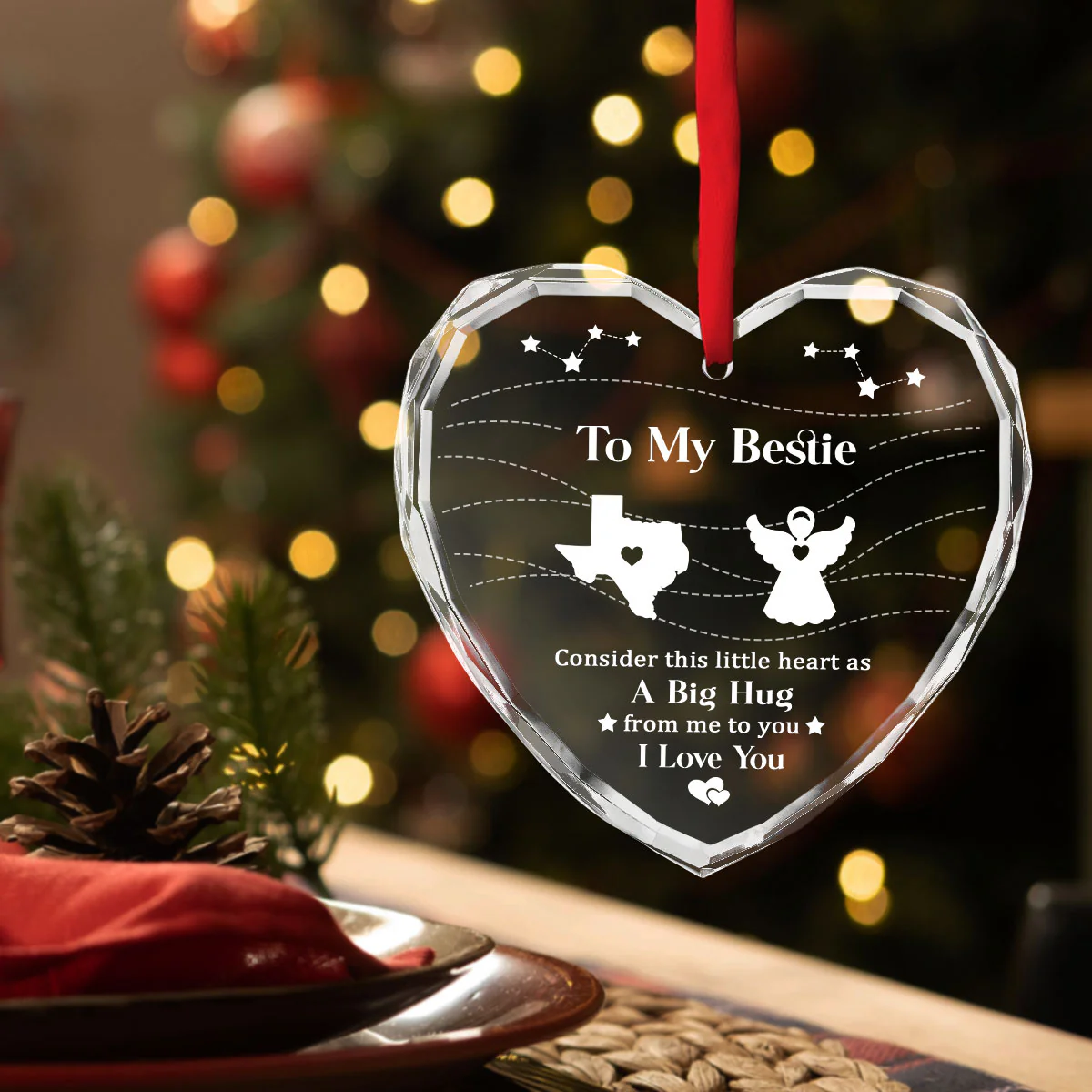 Big Hug To My Sisters - Personalized Custom Glass Ornament - Image 4