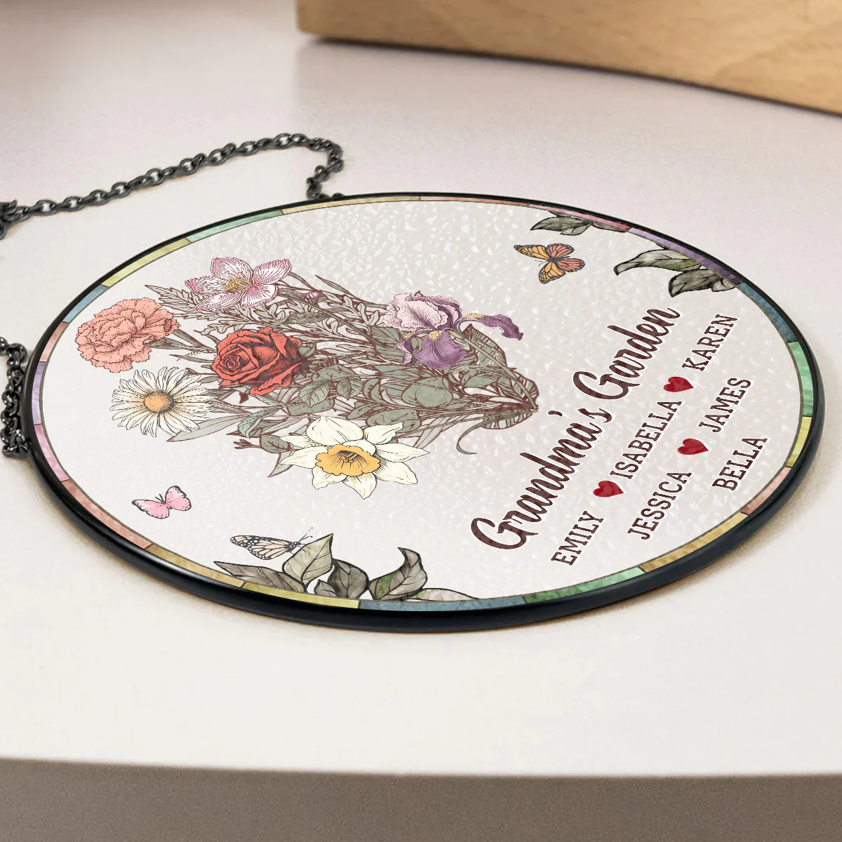 Birth Flower Grandma Garden - Personalized Custom Window Hanging Suncatcher - Image 5