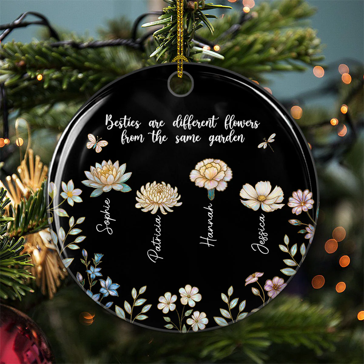 Birth Flower Sisters Are Different Flowers - Personalized Custom Ceramic Ornament - Image 5