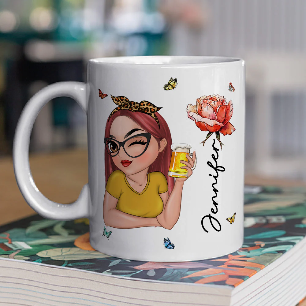 Birth Flower With Name - Personalized Custom Coffee Mug - Image 2