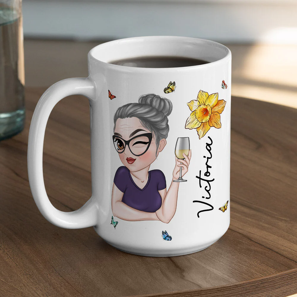 Birth Flower With Name - Personalized Custom Coffee Mug - Image 5