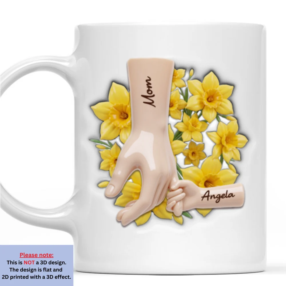 Birth Month Flower Mom Grandma Holds Hands - Personalized Custom 3D Inflated Effect Mug - Image 6