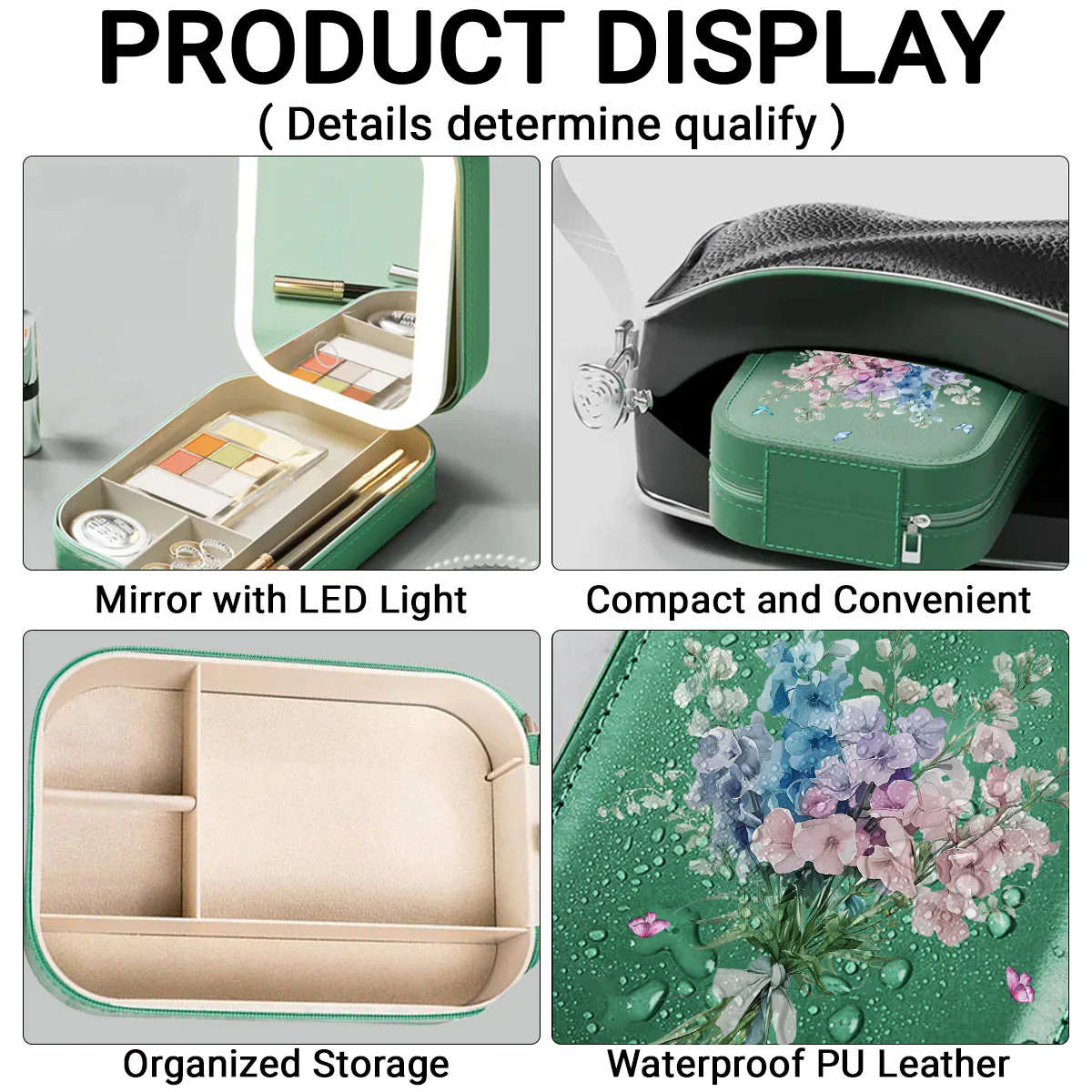 Birth Month Flower - Personalized Custom Jewelry Box With LED Mirror - Image 3