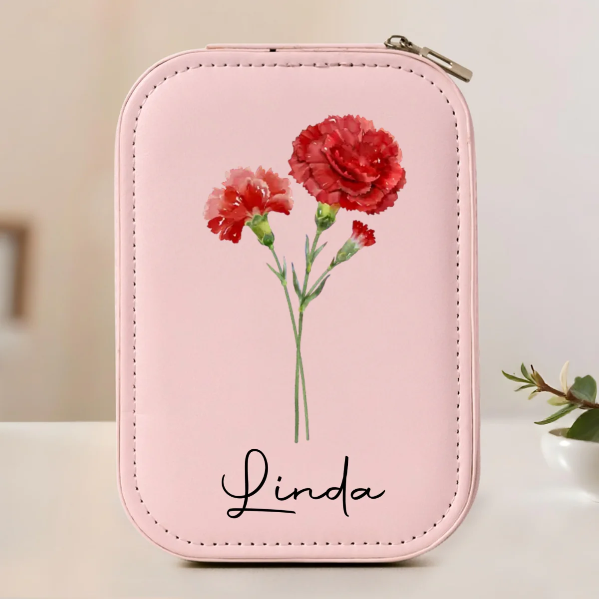 Birth Month Flower Version 2 - Personalized Custom Jewelry Box With LED Mirror - Image 4