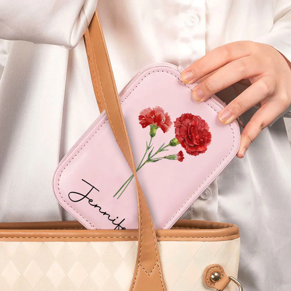 Birth Month Flower Version 2 - Personalized Custom Jewelry Box With LED Mirror - Image 6