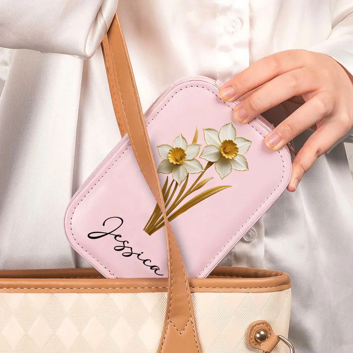 Birth Month Flower Version 3 - Personalized Custom Jewelry Box With LED Mirror - Image 2
