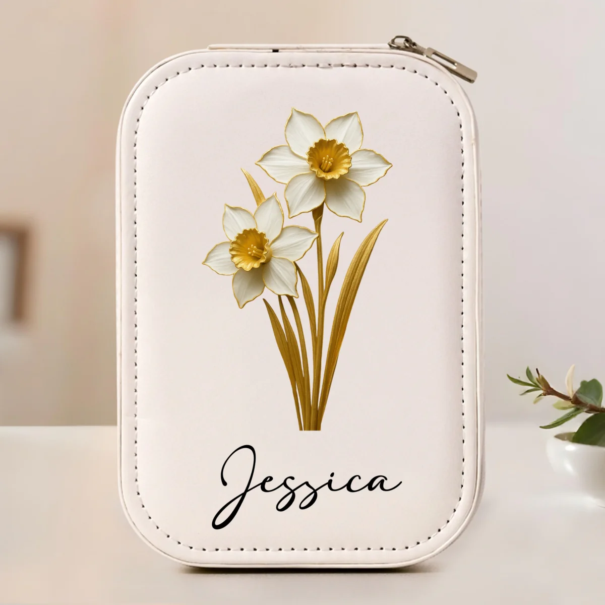 Birth Month Flower Version 3 - Personalized Custom Jewelry Box With LED Mirror - Image 6