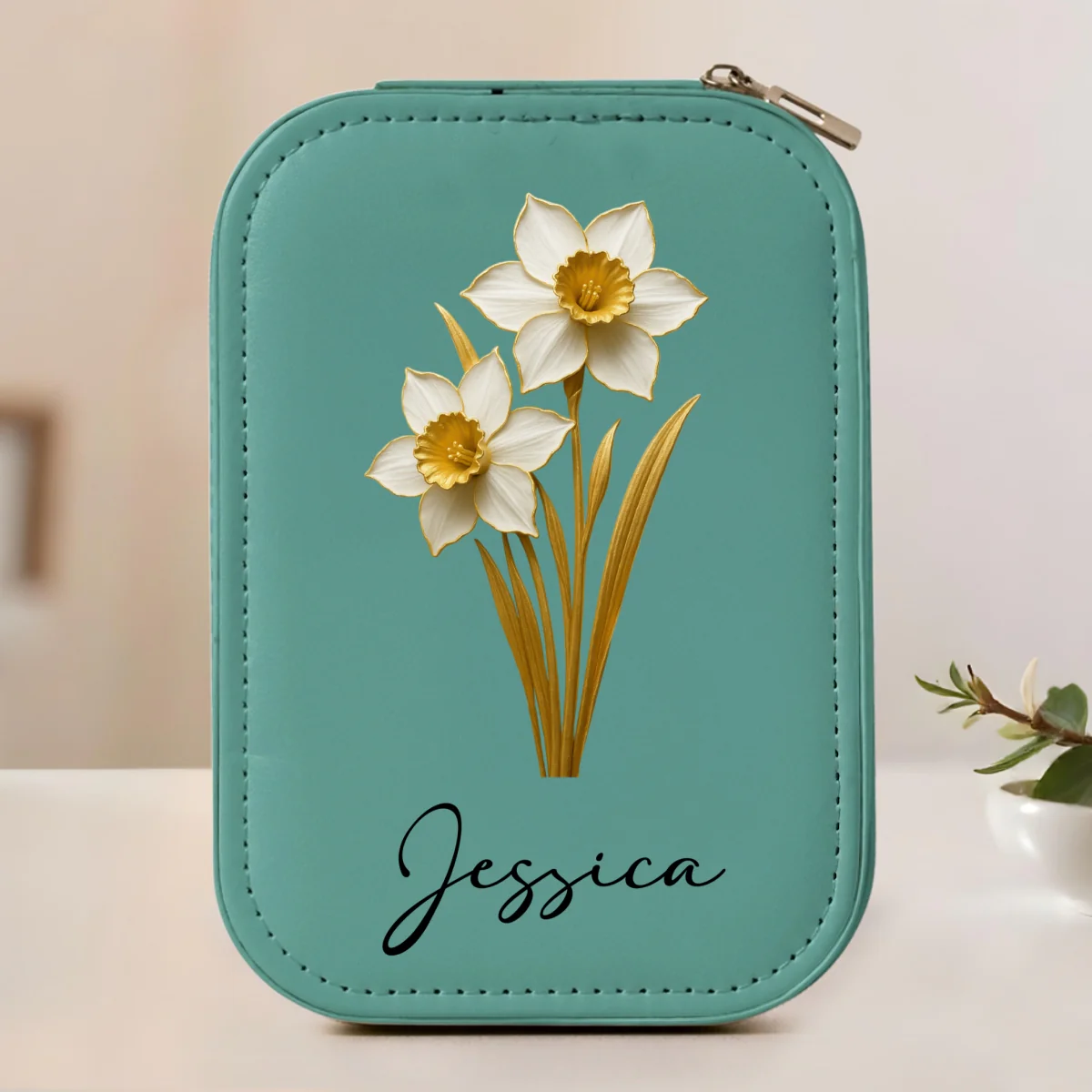 Birth Month Flower Version 3 - Personalized Custom Jewelry Box With LED Mirror - Image 8