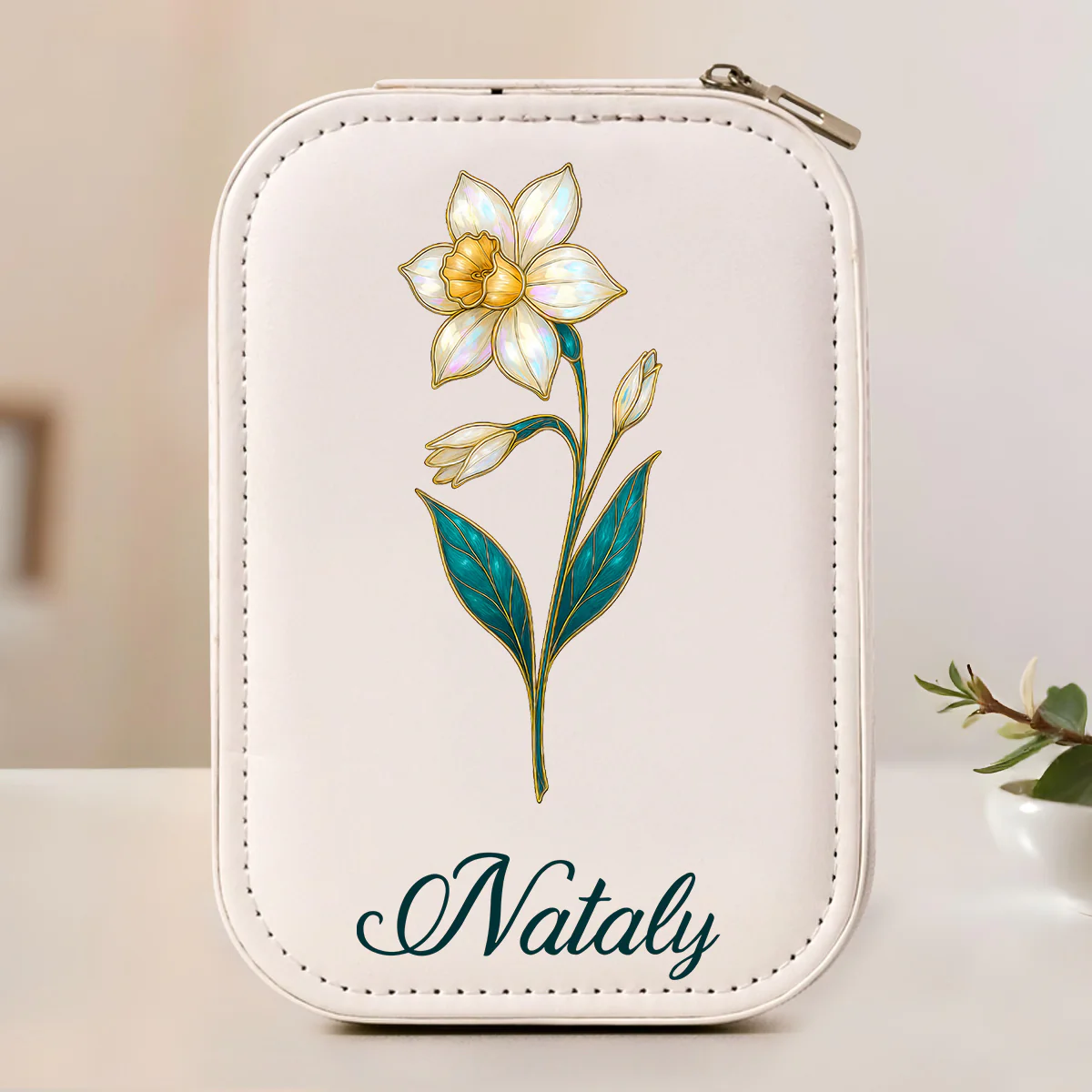 Birth Month Flower Version 4 - Personalized Custom Jewelry Box With LED Mirror - Image 6