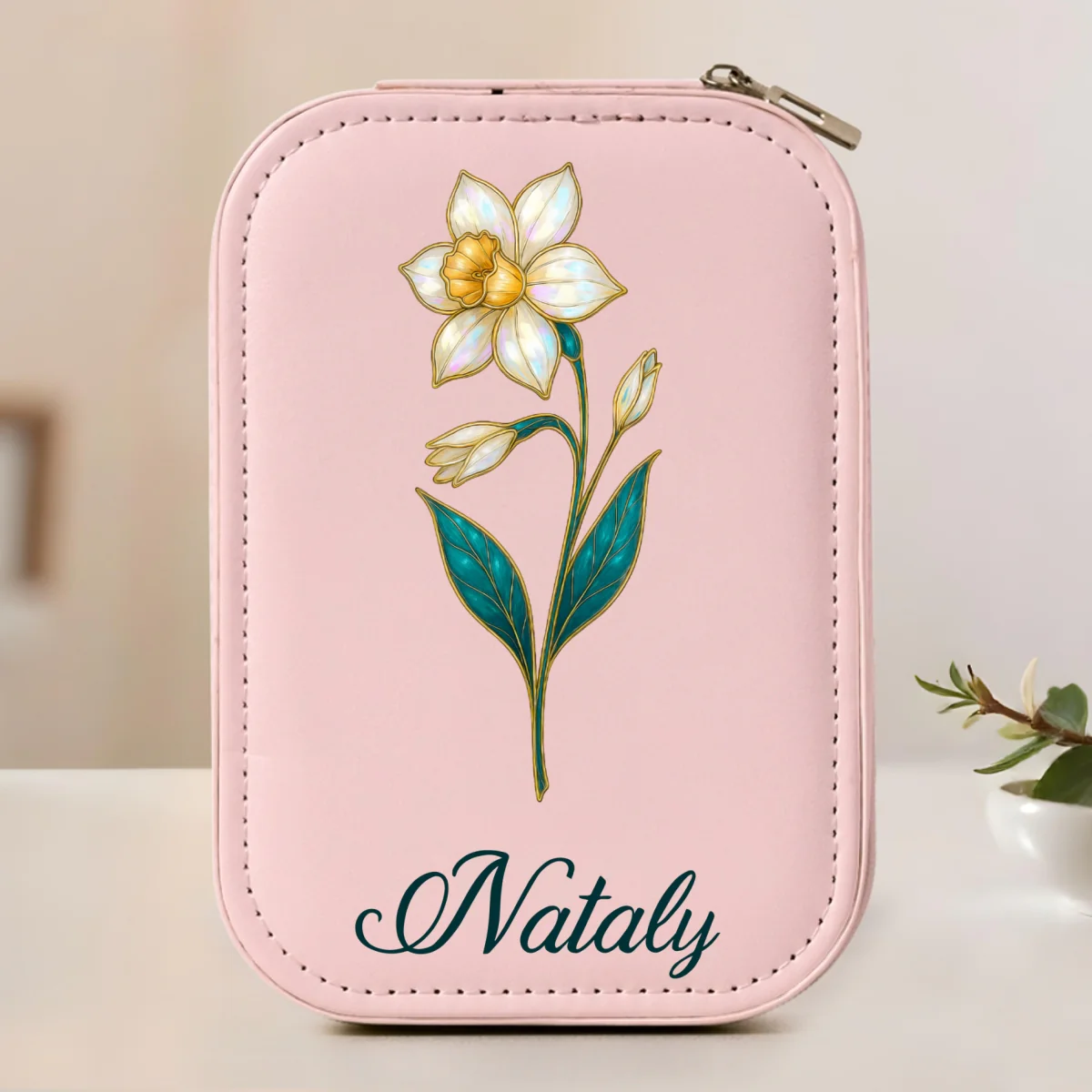 Birth Month Flower Version 4 - Personalized Custom Jewelry Box With LED Mirror - Image 8