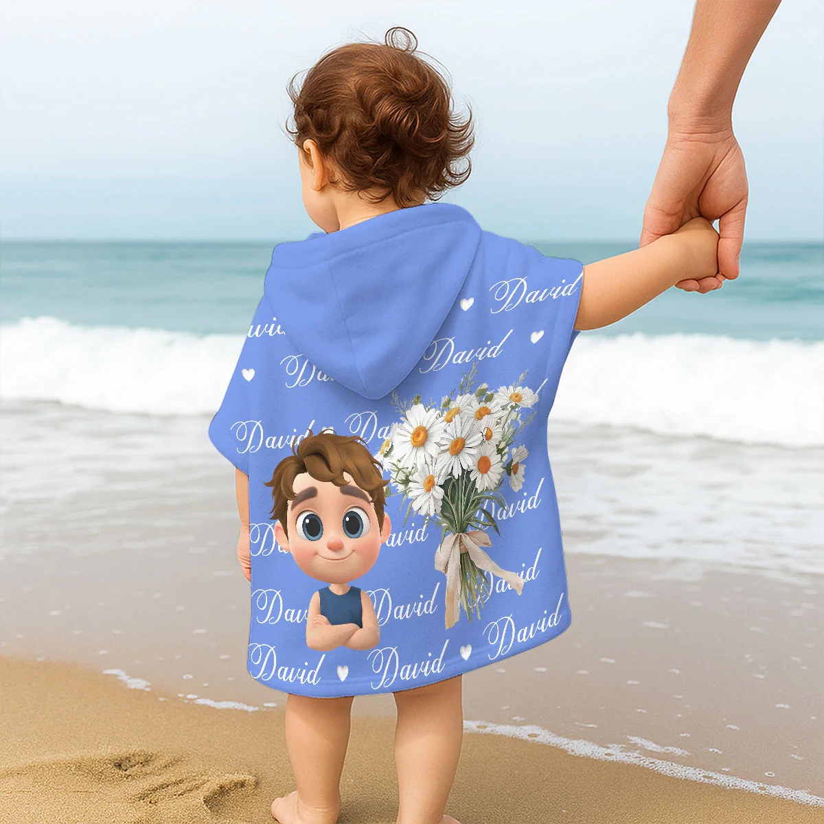 Birthmonth Flower - Personalized Custom Hooded Beach Towel - Image 3