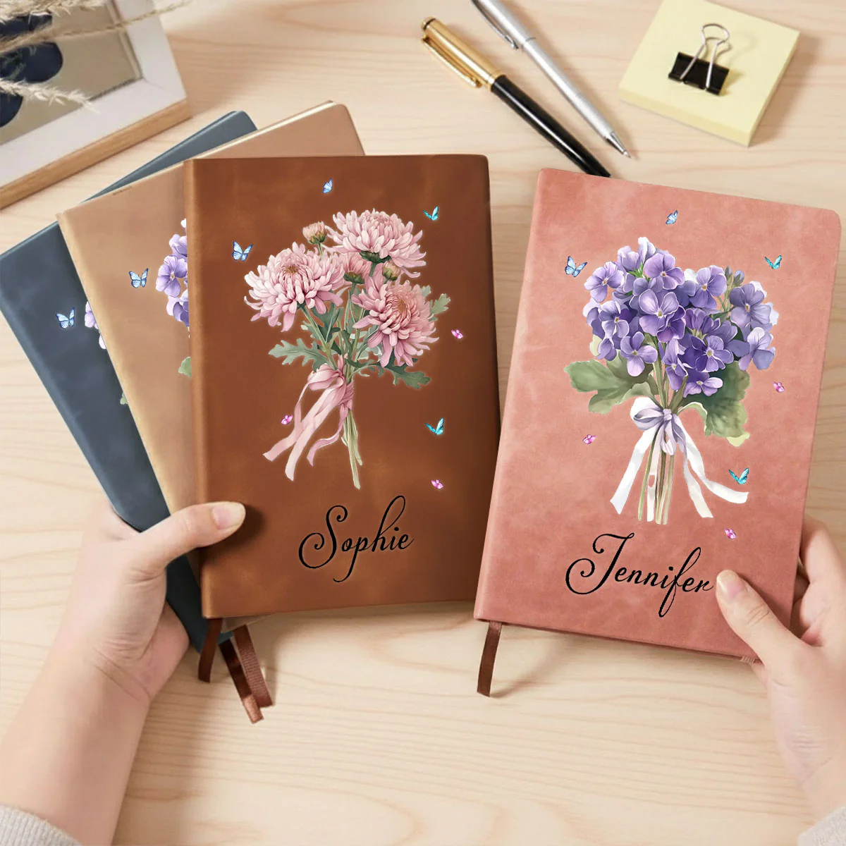 Birthmonth Flower - Personalized Custom Leather Journal - Image 14