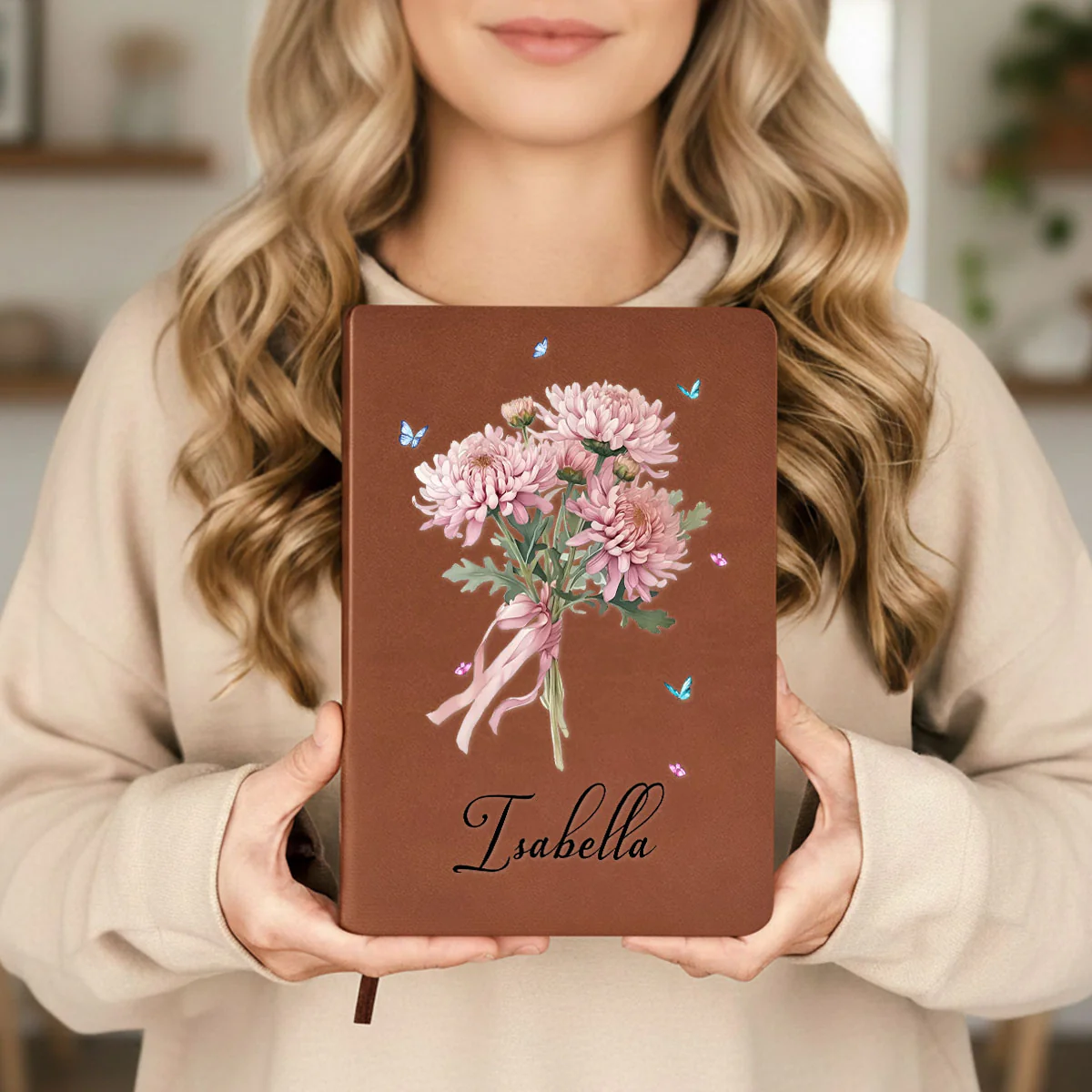 Birthmonth Flower - Personalized Custom Leather Journal - Image 3