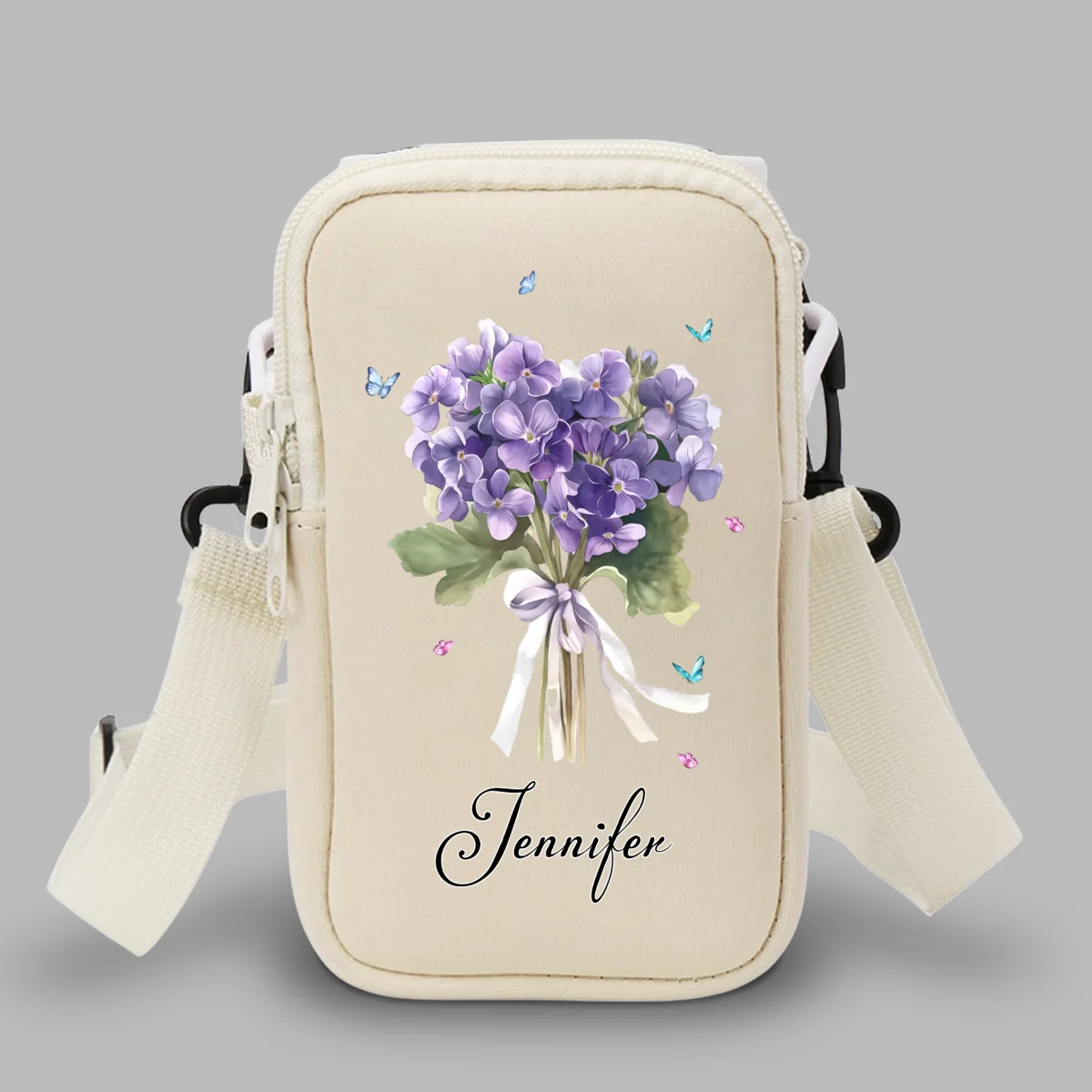 Birthmonth Flower - Personalized Custom Water Bottle Carrier Bag - Image 10