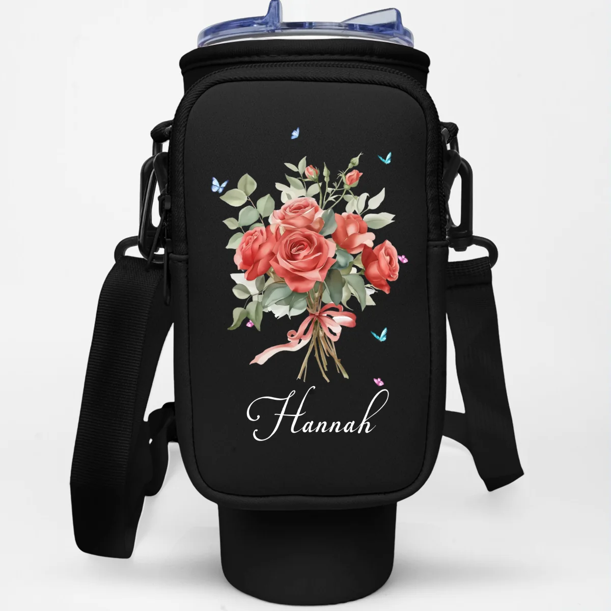 Birthmonth Flower - Personalized Custom Water Bottle Carrier Bag - Image 11