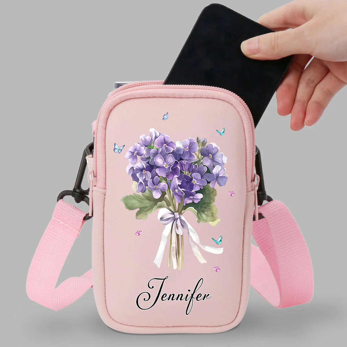 Birthmonth Flower - Personalized Custom Water Bottle Carrier Bag - Image 4