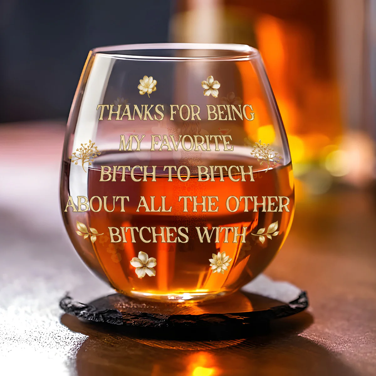 Bitch To Bitch - Personalized Custom Wine Glass - Image 5
