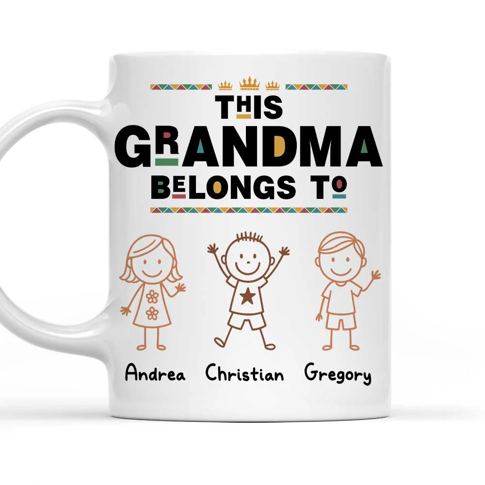 Black Dad Grandpa Belongs To - Personalized Custom Coffee Mug