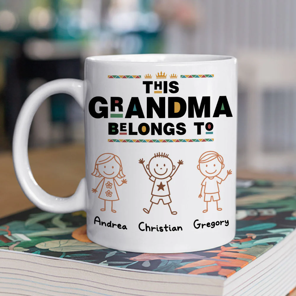 Black Dad Grandpa Belongs To - Personalized Custom Coffee Mug - Image 2