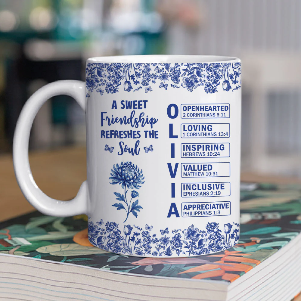 Blessed By Friendship Every Day - Personalized Custom Coffee Mug - Image 2
