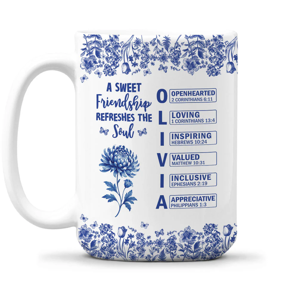 Blessed By Friendship Every Day - Personalized Custom Coffee Mug - Image 5
