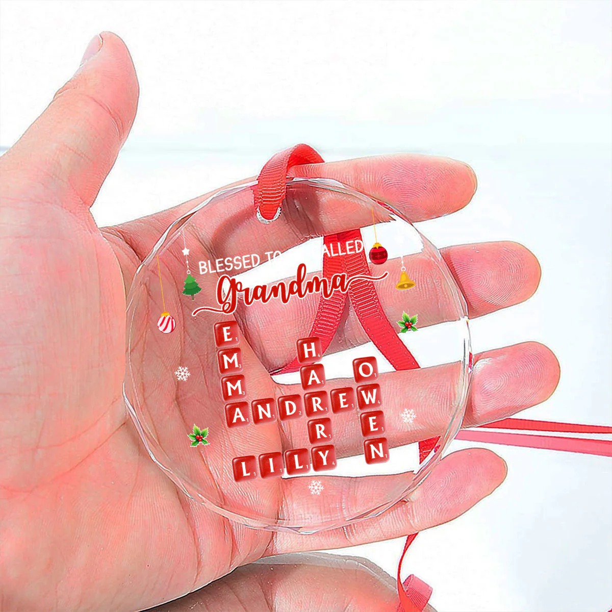 Blessed Grandma Christmas - Personalized Custom Glass Ornament - Image 5
