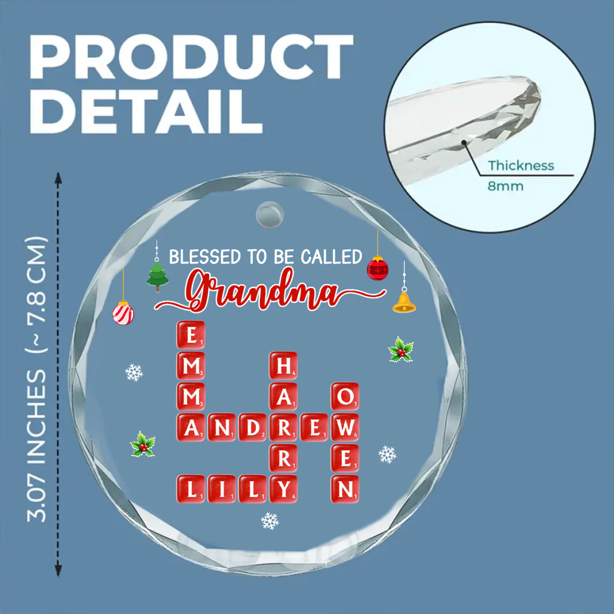 Blessed Grandma Christmas - Personalized Custom Glass Ornament - Image 6